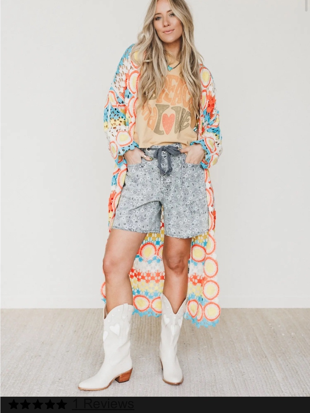 Crochet Multi-Color Cardigan - Picture 3 of 10